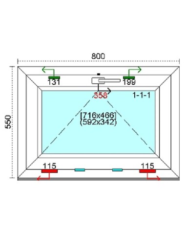Kunststofffenster PVC Fenster 80 x 55 cm KIPP Kömmerling 88 MD