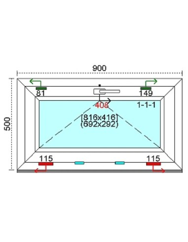 Kunststofffenster PVC Fenster 90 x 50 cm KIPP Kömmerling 88 MD