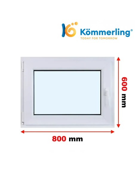 Kunststofffenster PVC Fenster 80 x 60 cm DREH-KIPP Kömmerling 88 MD
