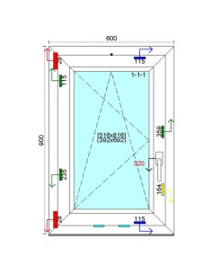 Kunststofffenster PVC Fenster 60 x 90 cm DREH-KIPP Kömmerling 88 MD 2