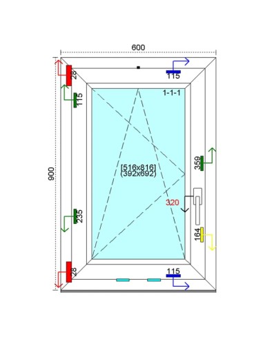 Kunststofffenster PVC Fenster 60 x 90 cm DREH-KIPP Kömmerling 88 MD