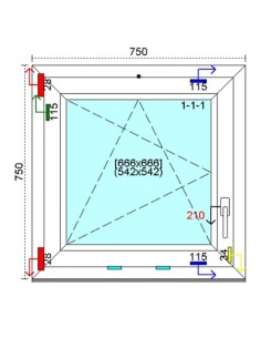 Kunststofffenster PVC Fenster 75 x 75 cm DREH-KIPP Kömmerling 88 MD 2