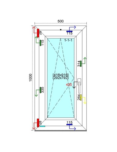 Kunststofffenster PVC Fenster 50 x 100 cm DREH-KIPP Kömmerling 88 MD