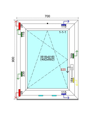 Kunststofffenster PVC Fenster 70 x 90 cm DREH-KIPP Kömmerling 88 MD