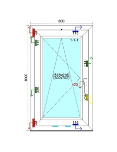 Kunststofffenster PVC Fenster 60 x 100 cm DREH-KIPP Kömmerling 88 MD 2