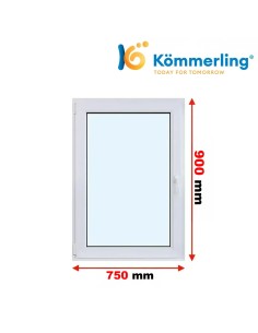 Kunststofffenster PVC Fenster 75 x 90 cm DREH-KIPP Kömmerling 88 MD