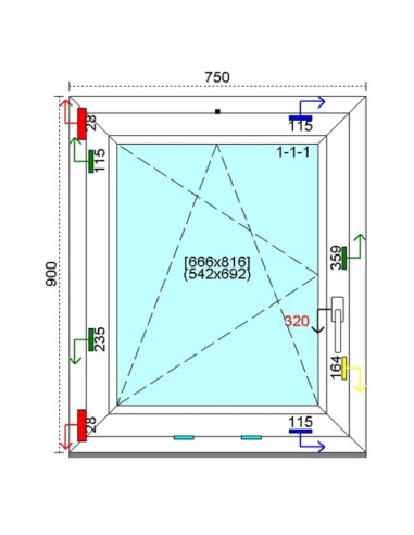 Kunststofffenster PVC Fenster 75 x 90 cm DREH-KIPP Kömmerling 88 MD