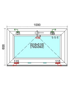 Kunststofffenster PVC Fenster 100 x 60 cm KIPP Kömmerling 88 MD 2