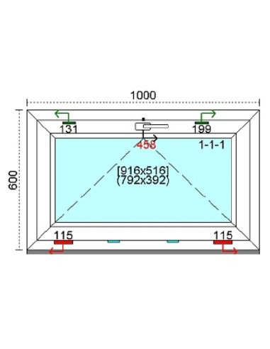 Kunststofffenster PVC Fenster 100 x 60 cm KIPP Kömmerling 88 MD
