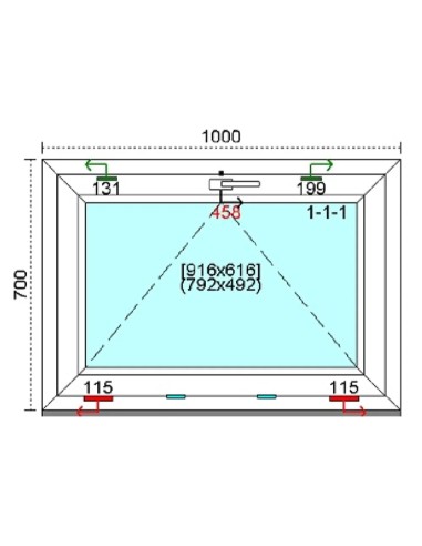 Kunststofffenster PVC Fenster 100 x 70 cm KIPP Kömmerling 88 MD