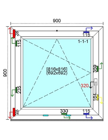 Kunststofffenster PVC Fenster 90 x 90 cm DREH-KIPP Kömmerling 88 MD
