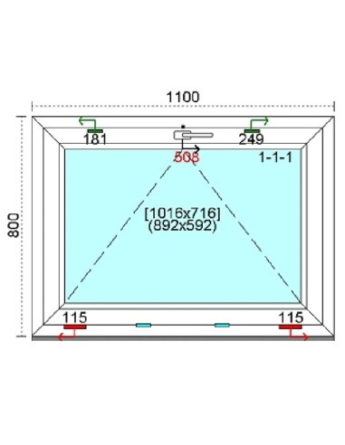 Kunststofffenster PVC Fenster 110 x 80 cm KIPP Kömmerling 88 MD