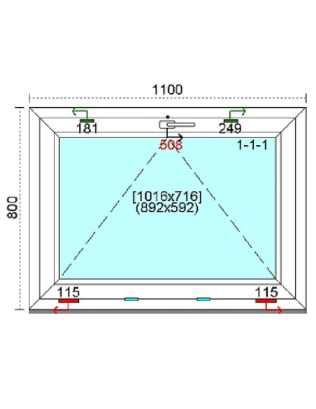 Kunststofffenster PVC Fenster 110 x 80 cm KIPP Kömmerling 88 MD