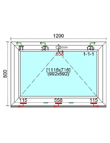 Kunststofffenster PVC Fenster 120 x 80 cm KIPP Kömmerling 88 MD