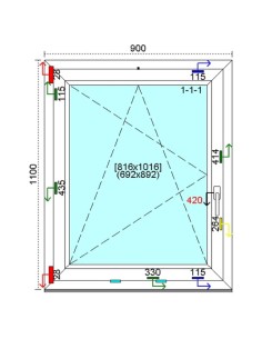 Kunststofffenster PVC Fenster 90 x 110 cm DREH-KIPP Kömmerling 88 MD 2