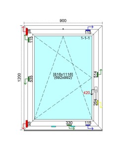 Kunststofffenster PVC Fenster 90 x 120 cm DREH-KIPP Kömmerling 88 MD 2