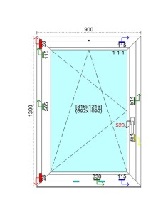 Kunststofffenster PVC Fenster 90 x 130 cm DREH-KIPP Kömmerling 88 MD 2