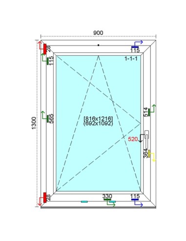 Kunststofffenster PVC Fenster 90 x 130 cm DREH-KIPP Kömmerling 88 MD