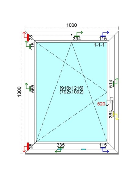 Kunststofffenster PVC Fenster 100 x 130 cm DREH-KIPP Kömmerling 88 MD