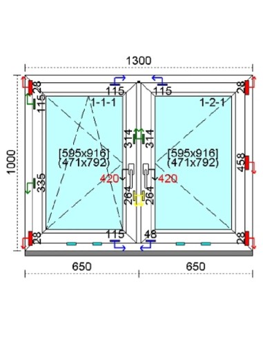 Kunststofffenster PVC Fenster 130 x 100 cm DREH-KIPP | DREH Kömmerling 88 MD