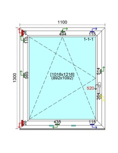 Kunststofffenster PVC Fenster 110 x 130 cm DREH-KIPP Kömmerling 88 MD 2