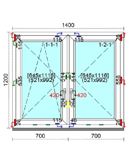 Kunststofffenster PVC Fenster 140 x 120 cm DREH-KIPP | DREH Kömmerling 88 MD