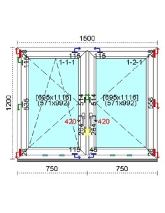 Kunststofffenster PVC Fenster 150 x 120 cm DREH-KIPP | DREH Kömmerling 88 MD 2