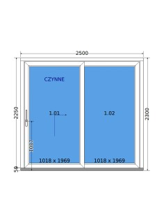 Kunststoff Hebeschiebetür - 250 x 230 cm - Terrassentür (HST) – DECCO 2