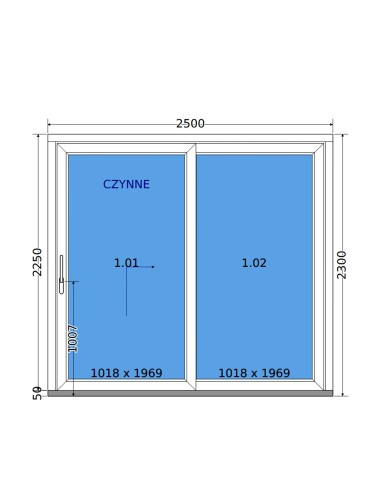 Kunststoff Hebeschiebetür - 250 x 230 cm - Terrassentür (HST) – DECCO
