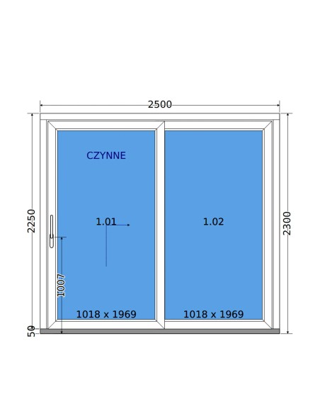 Kunststoff Hebeschiebetür - 250 x 230 cm - Terrassentür (HST) – DECCO