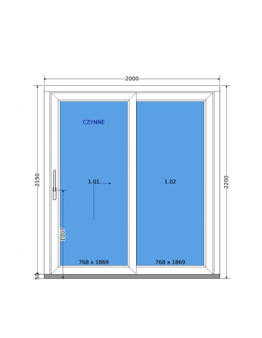 Kunststoff Hebeschiebetür - 200 x 220 cm - Terrassentür (HST) – DECCO