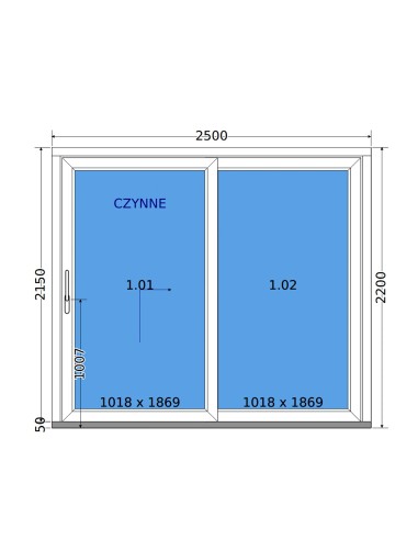 Kunststoff Hebeschiebetür - 250 x 220 cm - Terrassentür (HST) – DECCO