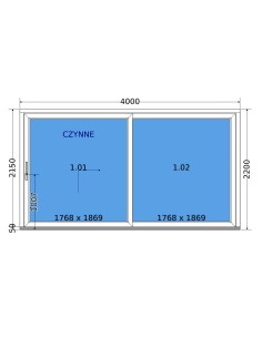 Kunststoff Hebeschiebetür - 400 x 220 cm - Terrassentür (HST) – DECCO 2