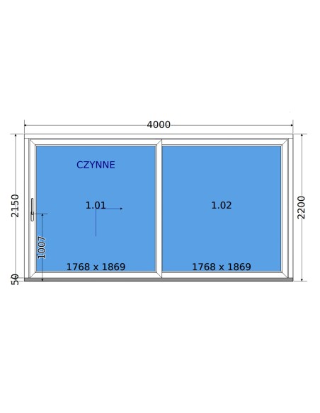 Kunststoff Hebeschiebetür - 400 x 220 cm - Terrassentür (HST) – DECCO