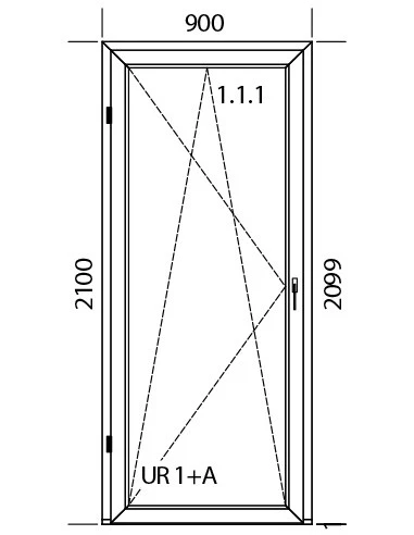 Kunststoff Balkontür Balkontüren PVC 900 x 2100 mm Dreh-Kipp | Bodentiefe Fenster