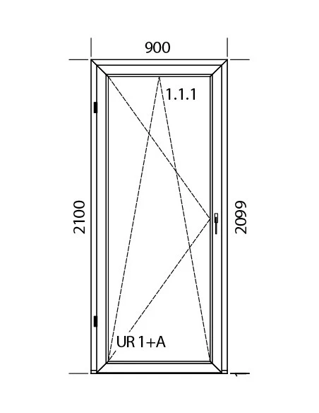 Kunststoff Balkontür Balkontüren PVC 900 x 2100 mm Dreh-Kipp | Bodentiefe Fenster