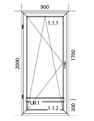 Kunststoff Balkontür Balkontüren PVC 900 x 2000 mm Dreh-Kipp | Bodentiefe Fenster