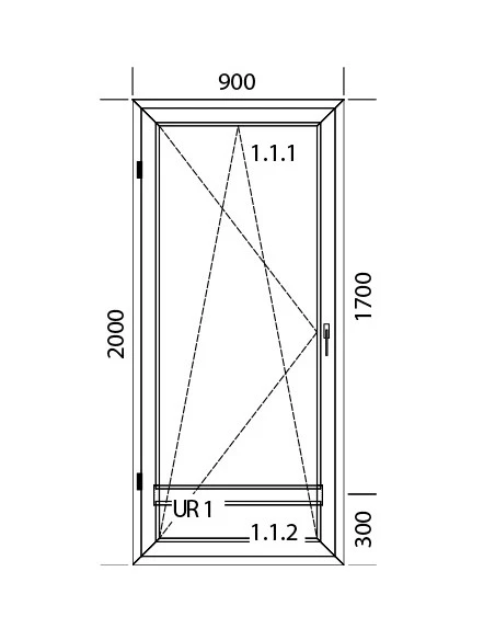 Kunststoff Balkontür Balkontüren PVC 900 x 2000 mm Dreh-Kipp | Bodentiefe Fenster