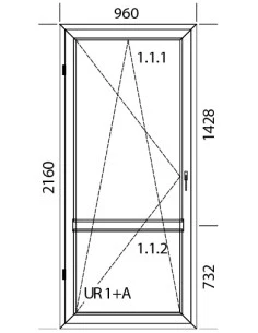 Kunststoff Balkontür Balkontüren PVC 960 x 2160 mm Dreh-Kipp | Bodentiefe Fenster 2