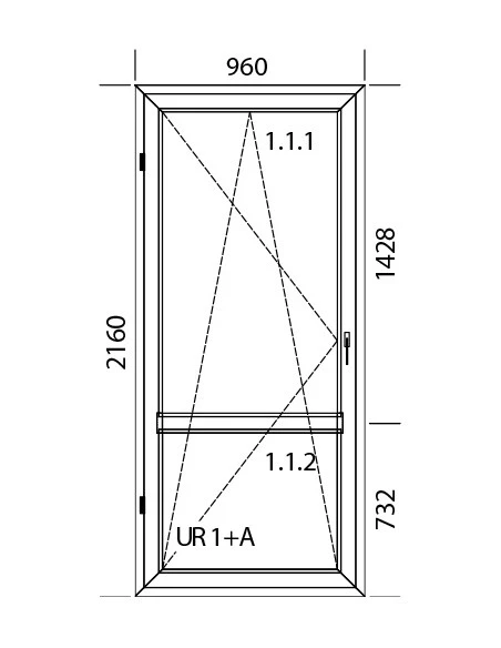 Kunststoff Balkontür Balkontüren PVC 960 x 2160 mm Dreh-Kipp | Bodentiefe Fenster
