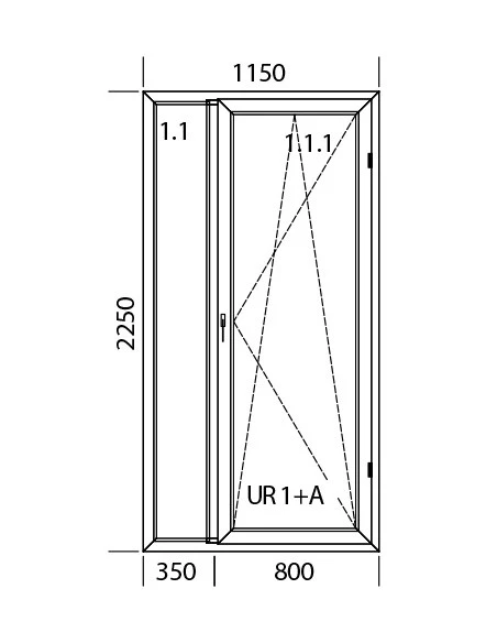 Kunststoff Balkontür Balkontüren PVC 1150 x 2250 mm Festverglasung | Dreh-Kipp | Bodentiefe Fenster