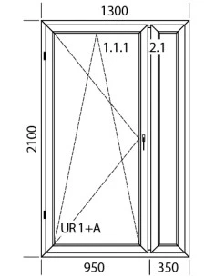 Kunststoff Balkontür Balkontüren PVC 1300 x 2100 mm Dreh-Kipp | Festverglasung | Bodentiefe Fenster 2