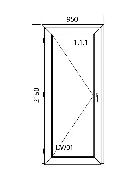 Kunststoff Balkontür Balkontüren PVC 950 x 2150 mm Dreh | Bodentiefe Fenster