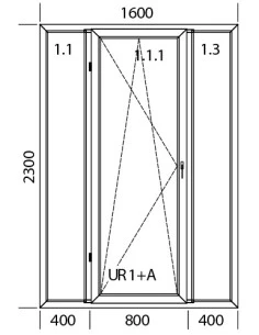 Kunststoff Balkontür Balkontüren PVC 1600 x 2300 mm Festverglasung | Dreh-Kipp | Festverglasung | Bodentiefe Fenster 2