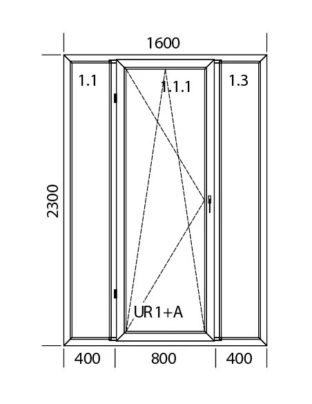 Kunststoff Balkontür Balkontüren PVC 1600 x 2300 mm Festverglasung | Dreh-Kipp | Festverglasung | Bodentiefe Fenster