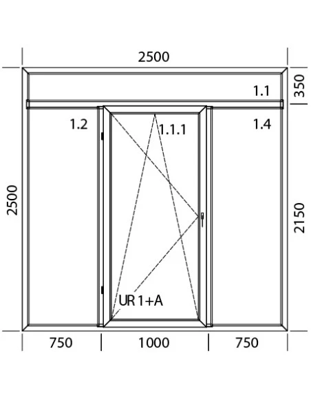 Kunststoff Balkontür Balkontüren PVC Terassentür 2500 x 2500 mm Festverglasung | Dreh-Kipp | Festverglasung mit Oberlicht