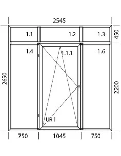 Terrassnetüren Kunststoff Balkontür PVC Terassentür 2545 x 2650 mm Festverglasung | Dreh-Kipp | Festverglasung mit Oberlicht 2