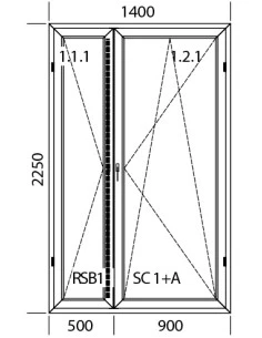 Kunststoff Balkontür Balkontüren PVC 1400 x 2250 mm Dreh | Dreh-Kipp | Bodentiefe Fenster 2
