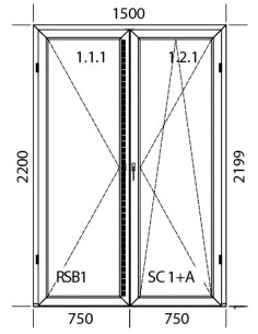 Kunststoff Balkontür PVC 1500 x 2200 mm Dreh | Dreh-Kipp | Bodentiefe Fenster 2
