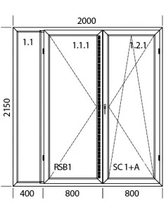 Kunststoff Balkontür Terraseentür PVC 2000 x 2150 mm Festverglasung | Dreh | Dreh-Kipp | Bodentiefe Fenster 2
